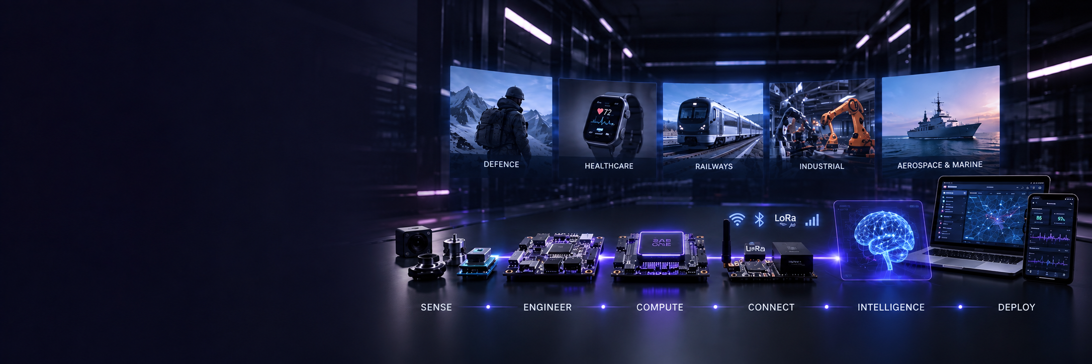 SAS ONE engineering systems across defence, healthcare, railways, industrial, and aerospace — from sensors and PCBs to connectivity, intelligence, and deployed software